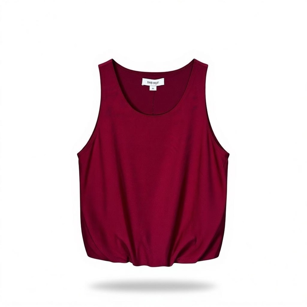 New Nine West XS Cranberry Red Bubble Hem Tank Workwear Date Night Romantic Work
